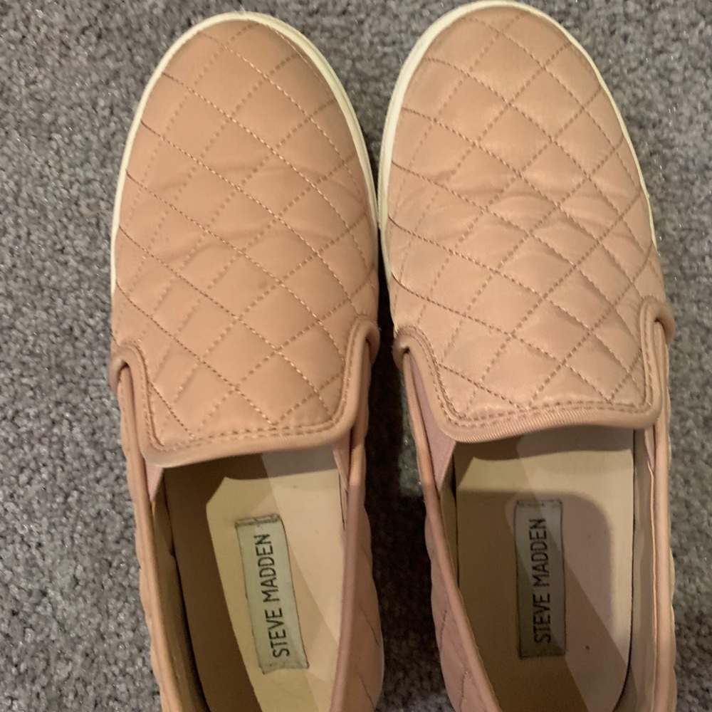 Pink Quilted Steve Madden Slip On Sneakers - Picture 2 of 6